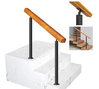 Wooden Handrails for Steps, Height Adjustable 2/3 Step Handrail Kit, Safety Stair Rails with Installation Kits for Outdoor Steps, 90cm Height
