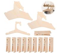 Wooden Hangers for Kids - 10pcs Non-Slip, Space Saving, Cute Bear Shape Children’s Hangers for Dresses, Coats & Toddler Wardrobe - Includes 10 Wooden Clips for Secure Hanging