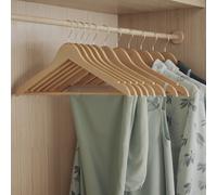 Wooden Hangers, Pack of 30, Coat Hangers, Pants Bar, 360?? Swivel Hooks, Solid Birch Wood, for Jackets, Shirts, Coats, Beige