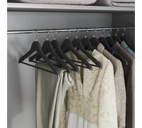 Wooden Hangers, Set of 10, Solid Wood Coat Hangers, Notches, Black / 10