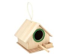 Wooden Hanging Bird Feeding Garden Wild Birds Tree Stand Hanging Station Bird House with Rope Pine Nest Stop Table for Park Outdoor House (Green)