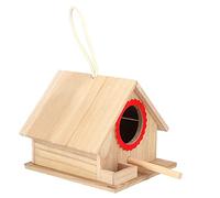 Wooden Hanging Bird Feeding Garden Wild Birds Tree Stand Hanging Station Bird House with Rope Pine Nest Stop Table for Park Outdoor House (Red)