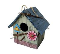 Wooden Hanging Bird House Nest Pastoral Courtyard Garden Decor Light Green