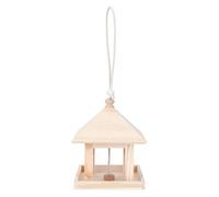 Wooden Hanging Bird House Nesting Box, Outdoor Bird Feeder with Rope, Natural Wood Color Birdhouse for Small Birds Like Robins and Sparrows, Garden Ornament DIY Decoration