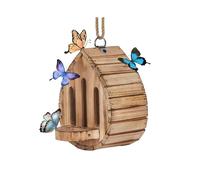 Wooden Hanging Butterfly House, DIY Natural with Feeder for Garden Butterflies and Bees Pollinator House