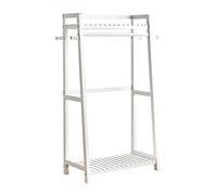 Wooden Hanging Clothes Rack Sturdy with Top Shelf & Storage Shelves for Clothes & Shoes Perfect for Entryway & Bedroom nization