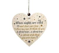 Wooden Hanging Heart Plaque,Handmade Wooden Hanging Heart Plaque,When Nights are Cold and Stars are Few,I Close My Eyes Think of You,A Silent Hope,A Silent Tear,Wish That You Were Here. (Lover)
