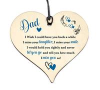 Wooden Hanging Memorial Heart Plaque DAD Bereavement Remembrance Keepsake for Grave Love Heart Sign 100x100mm #1145