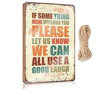 Wooden Hanging Sign If Something Offends You Please Let Us Know We Can All Use A Good Laugh Wooden Sign Teen Room Decor Bar Signs For Home(15X28CM)