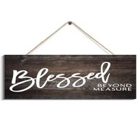 Wooden Hanging Sign Rustic Wall Art Bessed Beyond Measure Sign Blessed Sign Blessed Wall Decor Wooden Hanging Plaque For Home Office Wall Art Decoration Present_4x16inch