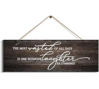Wooden Hanging Sign Wood Plaque The Most Wasted Of All Days Is One Without Laughter Personalized Wooden Logo Sign, Wood Office Sign, Business Commerical Signage, Shop Logo Sign_6x16inch