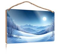 Wooden Hanging Wall Sign A Serene Winter Landscape Under A Full Moon Funny Bedroom Decor Office Door Signs Personalized(15X28CM)