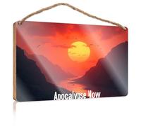 Wooden Hanging Wall Sign Apocalypse Now: Sunset Over Mountains Bar Signs for Home Bar No Solociting Signs(23X35CM)