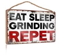 Wooden Hanging Wall Sign Eat, Sleep, Grind: The Cycle Of Dedication Wooden Sign Wood Signs For Home Decor Patio Decor(15X28CM)