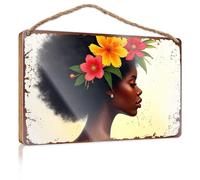 Wooden Hanging Wall Sign Floral Crown Profile: Vibrant Colors And Natural Beauty Wooded Sign Summer Decor Door Sign For Bedroom(20X30CM)