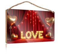Wooden Hanging Wall Sign Love Letters in Lights Funny Bedroom Decor Office Door Signs Personalized(23X35CM)
