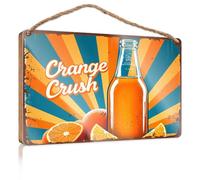 Wooden Hanging Wall Sign Orange Crush Soda Bottle with Oranges Bar Signs for Home Bar No Solociting Signs(23X35CM)