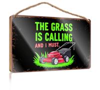 Wooden Hanging Wall Sign The Grass is Calling and I Must Bar Signs for Home Bar No Solociting Signs(20X30CM)