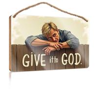 Wooden Hanging Wall Sign Trust In God'S Plan Wooden Sign Patio Decorations Outdoor Bathroom Wood Hanging Si(23X35CM)