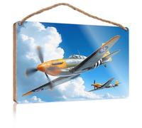 Wooden Hanging Wall Sign Two Fighter Planes Flying in Formation Funny Bedroom Decor Office Door Signs Personalized(15X28CM)