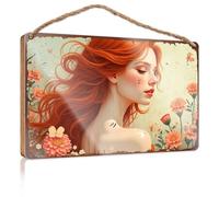 Wooden Hanging Wall Sign Whispering Flowers: A Portrait Of Serenity Amidst Nature'S Deligh Wooded Sign Summer Decor Door Sign For Bedroom(15X28CM)