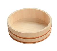 Wooden Hangiri Sushi Oke Rice Mixing Bowl Tub -12 Sizes Rice Making Pan with Copper Banding for Sushi Restaurant