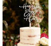 Wooden Happily Ever After Cake Topper-Wedding Cake Decorr for Engagement Bridal Shower Vow Renewal Anniversary Party Decoration Supplies