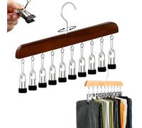 Wooden Hat Hanger Closet Organizer, 2026 New with 10 Clips, Rotating Pants,Space Saving Hanging Clothes Wardrobe(10 Clips-vintage,1PC)