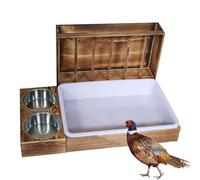 Wooden Hay Feeder - Wooden Hay Dispenser with 2 Bowls and Toilet, Multi-Function Anti-Waste Dispenser Stand for Small Animals