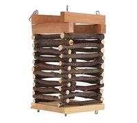 Wooden Hay Rack Grass Feeder, Durable Natural Pine Applewood, 10 x 10 x 18cm, for Rabbit, Guinea Pig, Chinchilla, Groundhog