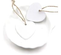 Wooden Heart,10PC Wood Gift Tags Craft Lovely Wooden Pendant with Natural Twine for Wedding Favors Vintage Home Wedding Birthday Party Decorations (White 40mm)