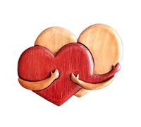 Wooden Heart Chip Pocket Hug - Wooden Puzzle Ornaments Hug Heart - Heart Puzzle Sculptures, Desk Ornament, Home Table Decorations, Wood Chips
