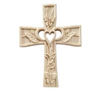 Wooden Heart Decor - Hand Carved Hollow Craft | Valentine Love Symbol Butterfly Texture Wooden Prayer Ornament | For Men Women Grandparent Wedding DIY