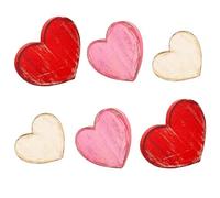 Wooden Heart Decor - Set of 6 Rustic Valentine's Day Decorations for Table | Distressed Red Pink White Heart Shaped Wood Signs | Farmhouse Tabletop Centerpiece for Tiered Tray, Wedding, Anniversary