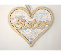 Wooden Heart Gift For Sister, Heartfelt Words for a Loved One