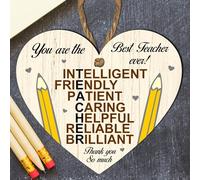 Wooden Heart Handmade Thank You Leaving School Gifts Gift For Teaching Assistant 3 sizes 10cm - 15cm -23cm (Small: 10 cm (H) × 9 cm (W))