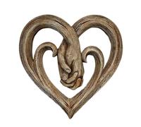 Wooden Heart Holding Hands Wall Decor Sculpture Wall Art Handshake Pendant Craft Statue Office Wall Decorations