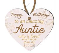 Wooden Heart Plaque for Aunt - Modern Rustic Style, Heartfelt Message, Gift For Birthday or Christmas, 3 Sizes 10cm - 15cm - 23cm (Small: 10 cm (H) × 9 cm (W))