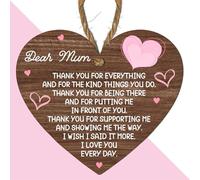 Wooden Heart Plaque Gift for Mum - Heartfelt Gift For Mother's Day/Birthday Appreciation Keepsake Handcrafted UK (Medium: 15 cm (H) × 13 cm (W))