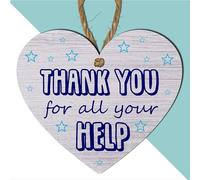 Wooden Heart Plaque - Handcrafted Decoration with 'THANK YOU For all your HELP' Message - 10cm x 9cm - Perfect for Teacher Appreciation, Leaving School, or Home Decor