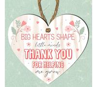 Wooden Heart Plaque - Heartfelt Appreciation Gift - Printed, Handcrafted, Thank You Gift for Teachers, Mentors, Caregivers - Modern Rustic Style - Made in the UK (Small: 10 cm (H) × 9 cm (W))
