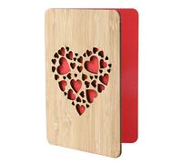 Wooden Heart-Shaped Anniversary Card for Wife,Handmade Wood Bamboo Wedding Anniversary Cards,Valentines Gifts for Her/Him/Husband/Girlfriend/Boyfriend