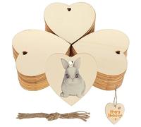 Wooden Hearts Decoration, 50 Pieces 8 cm Wooden Hearts for Labelling, DIY Crafts, for Table Decoration, Wedding, Birthday, Christmas, Valentine's Day, Gift Tags, Handmade Wall Hanging, Gift Guest Book