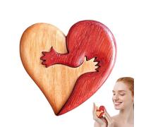 Wooden Hearts Valentine's Day - Hug Heart Ornaments Puzzle Miniature Made Love Tokens Eco Friendly Rustic Design Smooth Polished Pieces | Accessories r