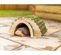 Garden Mile Hedgehog Home Predator Proof Hedgehog House and Hibernation Shelter Wildlife Outdoor Habitat Wooden Shelter with Bark Roof Hedgehog Feeding Station Hibernation Box Animal Shelter