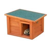Wooden Hedgehog House - Outdoor Hogitat Shelter with Waterproof Roof, Dividing Wall & Safe Nesting Area for Garden Wildlife