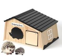 Wooden Hedgehog House with Rat Flap and Labyrinth Entrance, Large Hedgehog Hotel with Floor and Shingle Roof, Decorative Hedgehog Home Shelter for Hedgehogs or Small Animals, H x W x D: 24 x 39 x 31