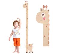 Wooden Height Chart for Kids, Wall Mounted Growth Ruler Height Measurement Cute Animals Kids Height Wall Chart for Bedroom Nursery Decoration (Wood Color)