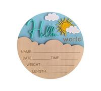 Wooden Hello Character Baby Announcement Sign for Newborn Photography Hospital Souvenir Baby Shower Nursery Wall Art Baby Name Sign Decoration