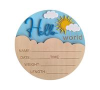 Wooden Hello Character Baby Announcement Sign for Newborn Photography Hospital Souvenir Baby Shower Nursery Wall Art Shower Photo Props